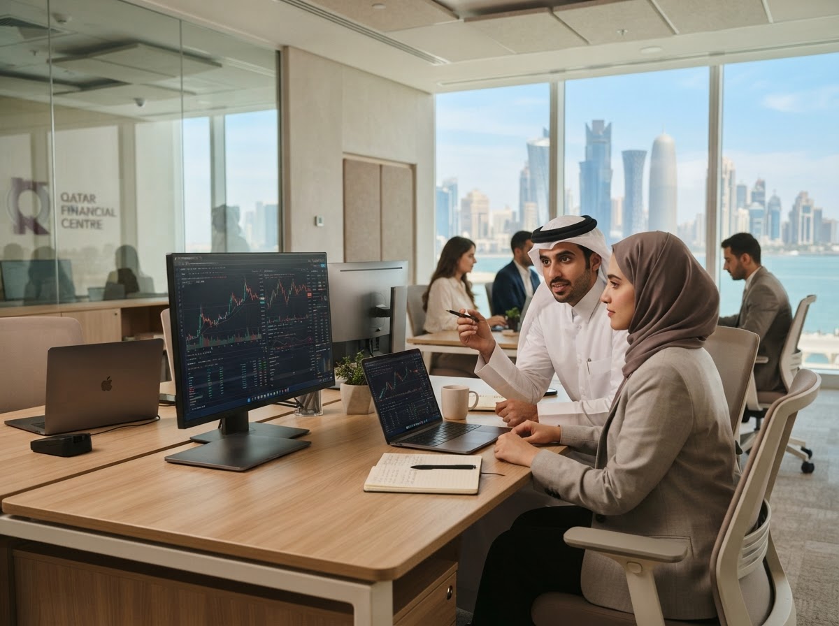 تداول AI — فريق تحليل بيانات يراجع نتائج نماذج تنبؤية